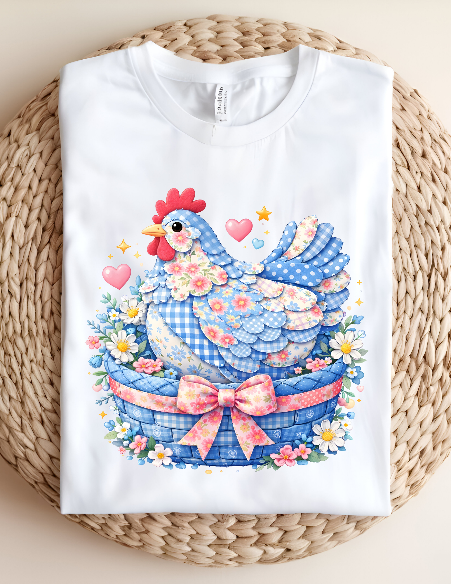 Floral Patchwork Chicken Basket Tee