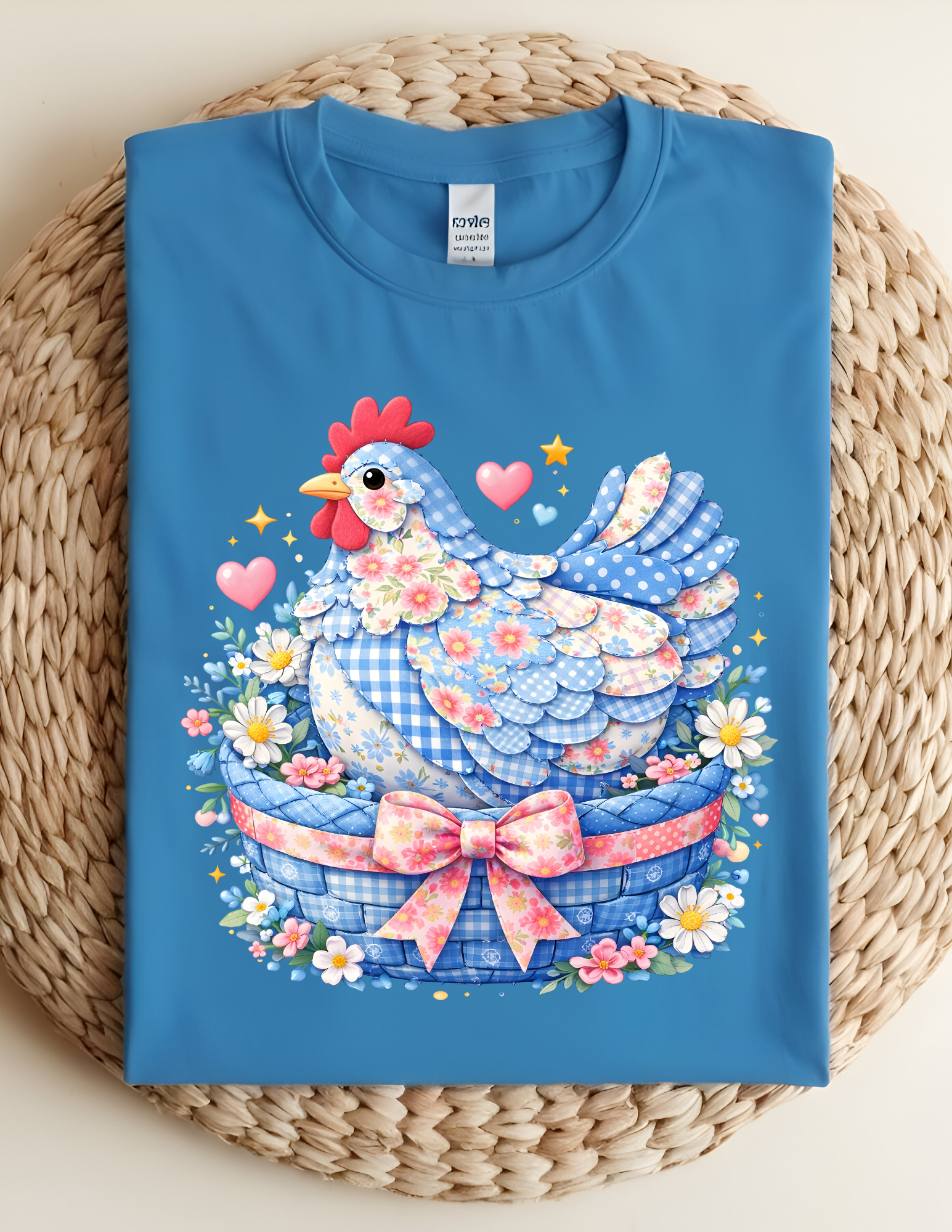 Floral Patchwork Chicken Basket Tee