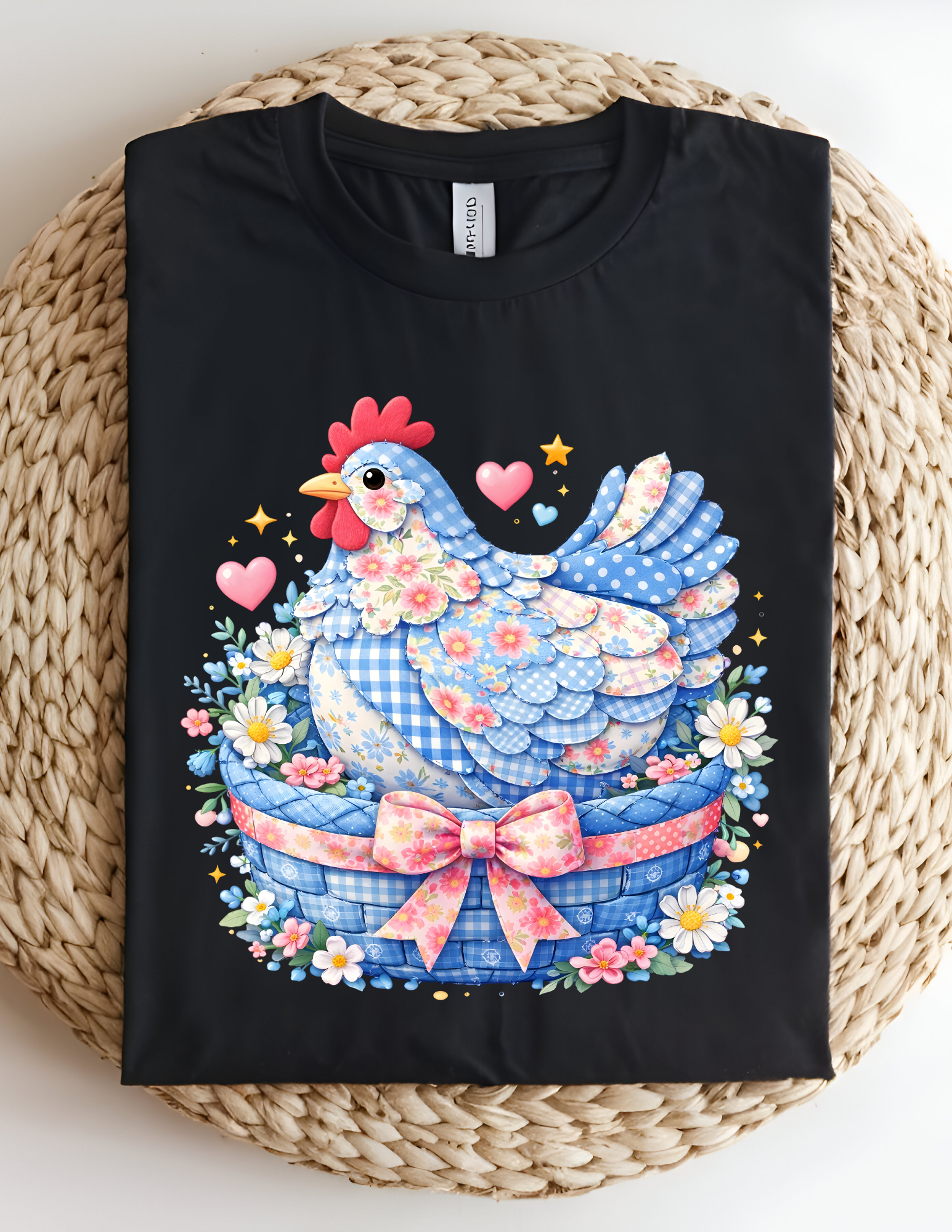 Floral Patchwork Chicken Basket Tee