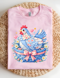 Floral Patchwork Chicken Basket Tee