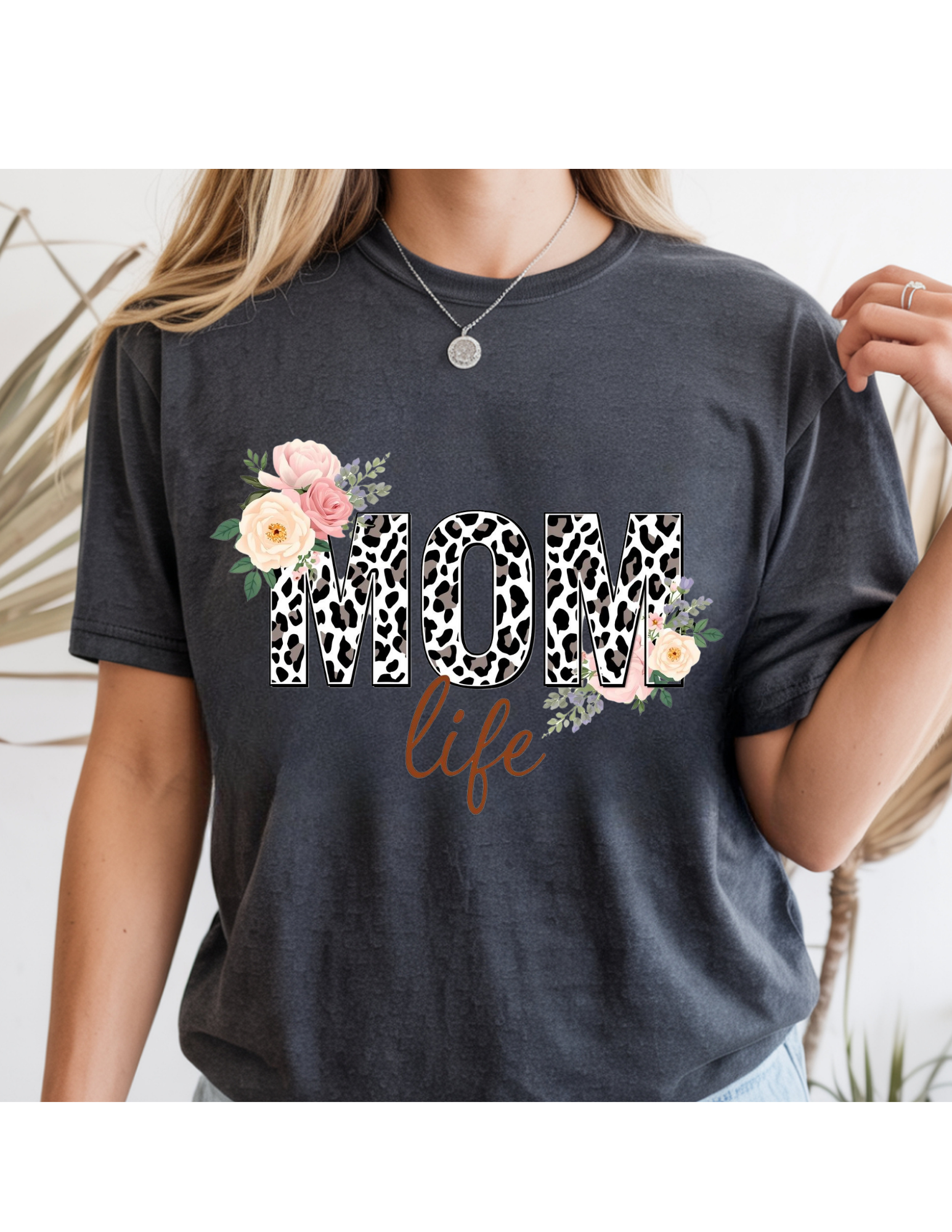 Leopard Floral Mom Life Tee