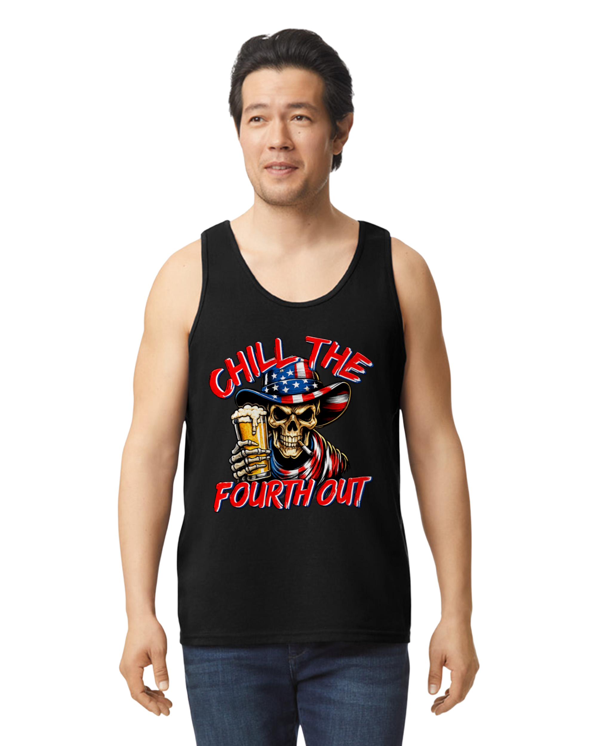 Chill The Fourth Out Patriotic Skull Men’s Tank