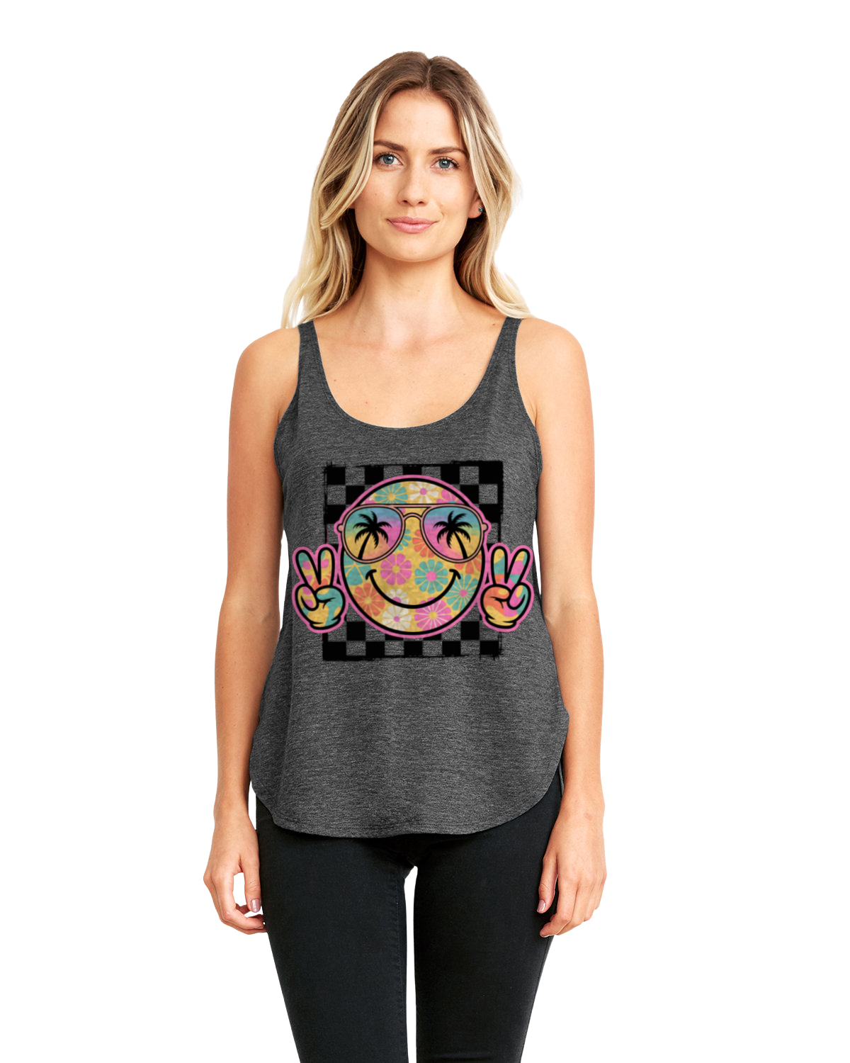 Retro Smiley Peace Vibes Tank