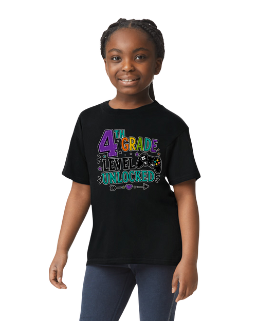 4th Grade Level Unlocked Gamer Tee