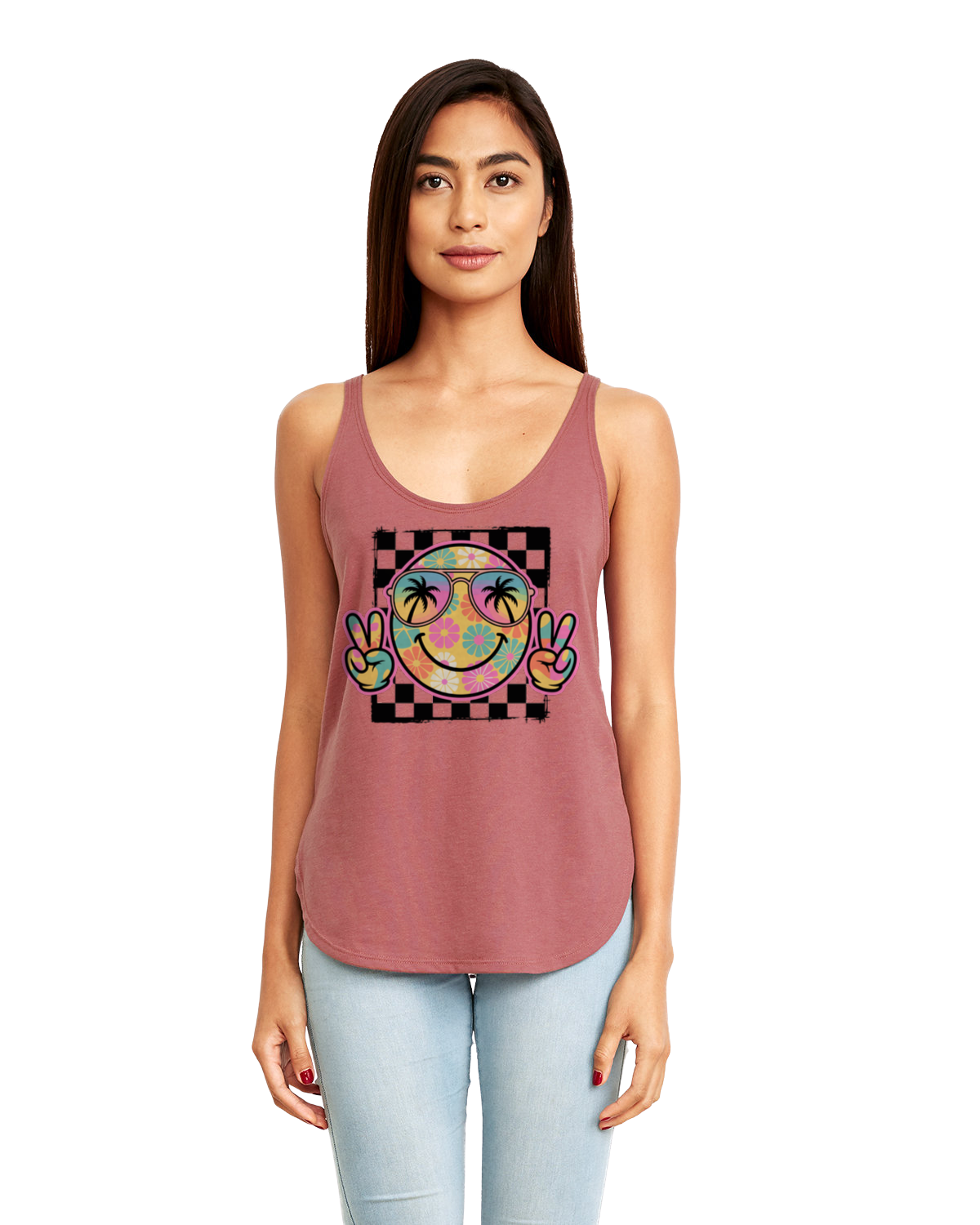 Retro Smiley Peace Vibes Tank