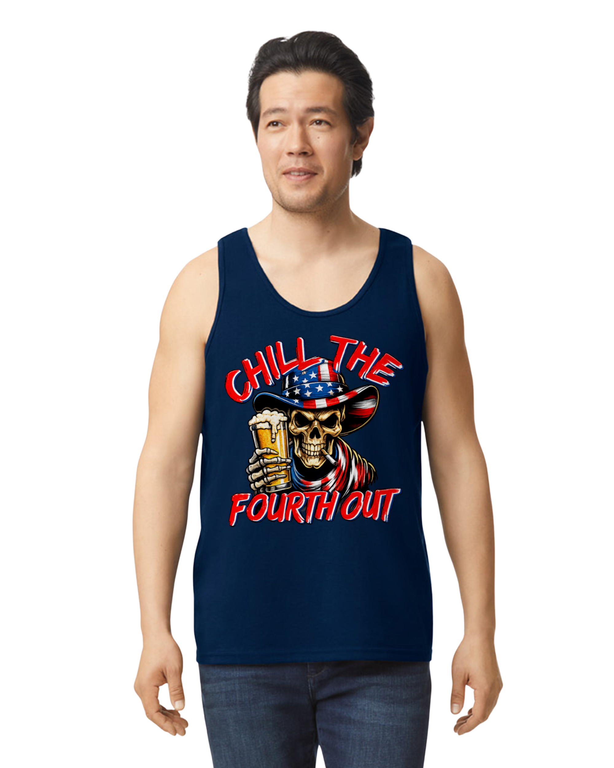 Chill The Fourth Out Patriotic Skull Men’s Tank