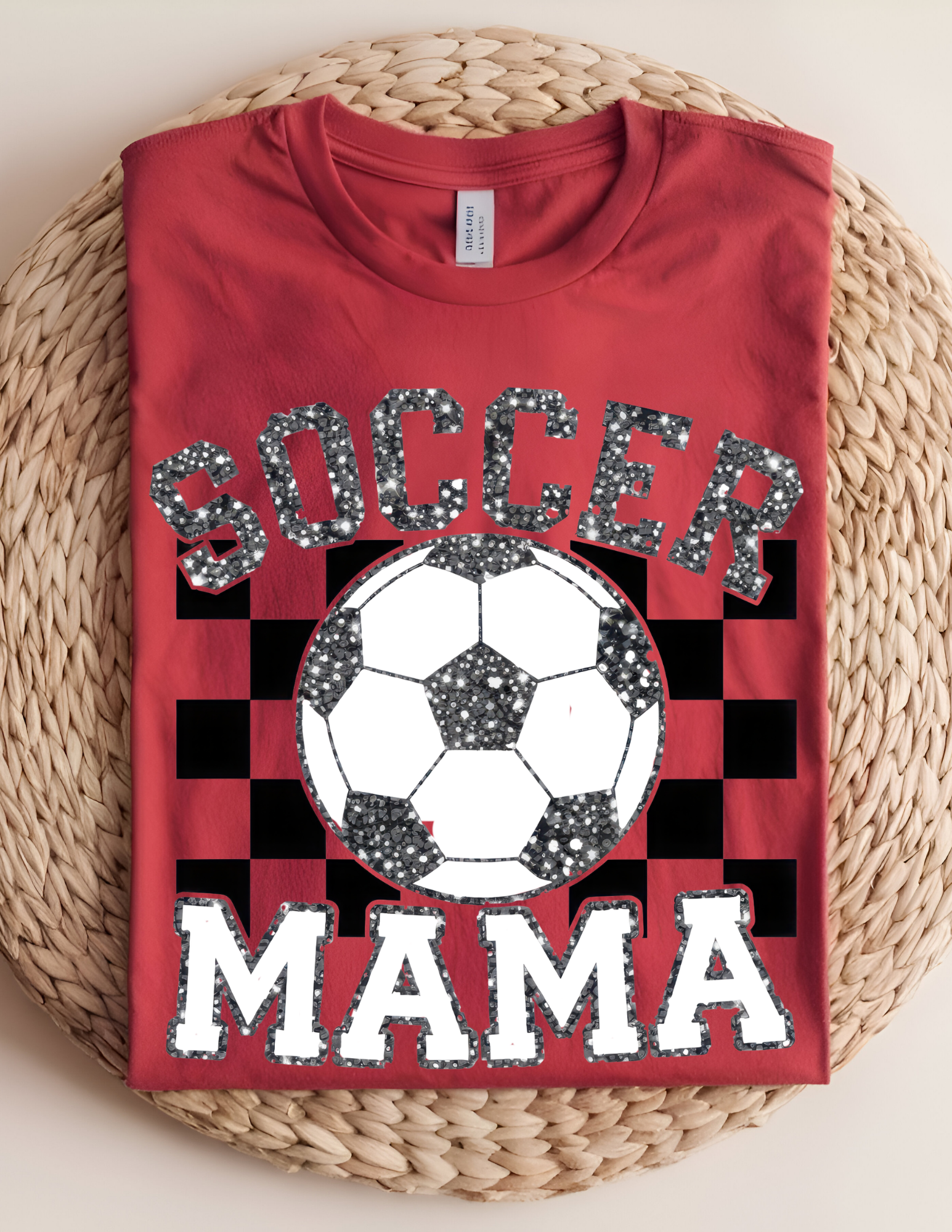 Soccer Mama Glitter Checkered Tee