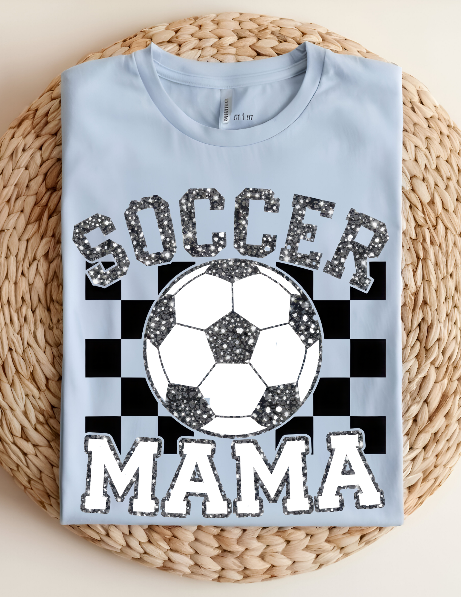 Soccer Mama Glitter Checkered Tee