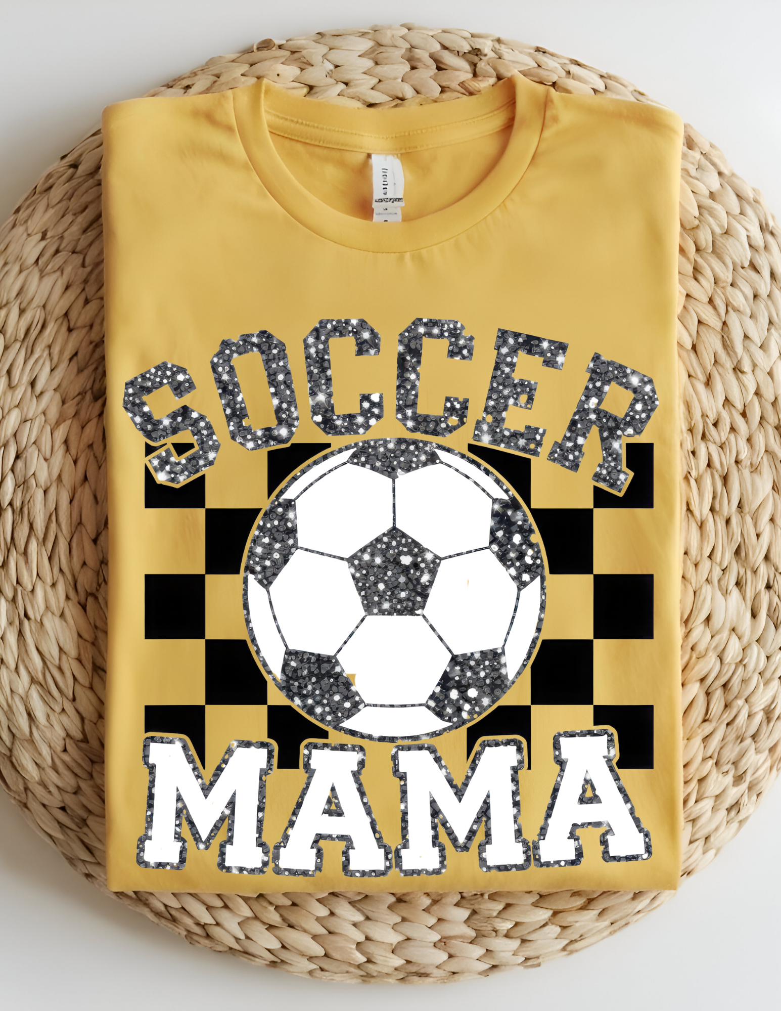 Soccer Mama Glitter Checkered Tee