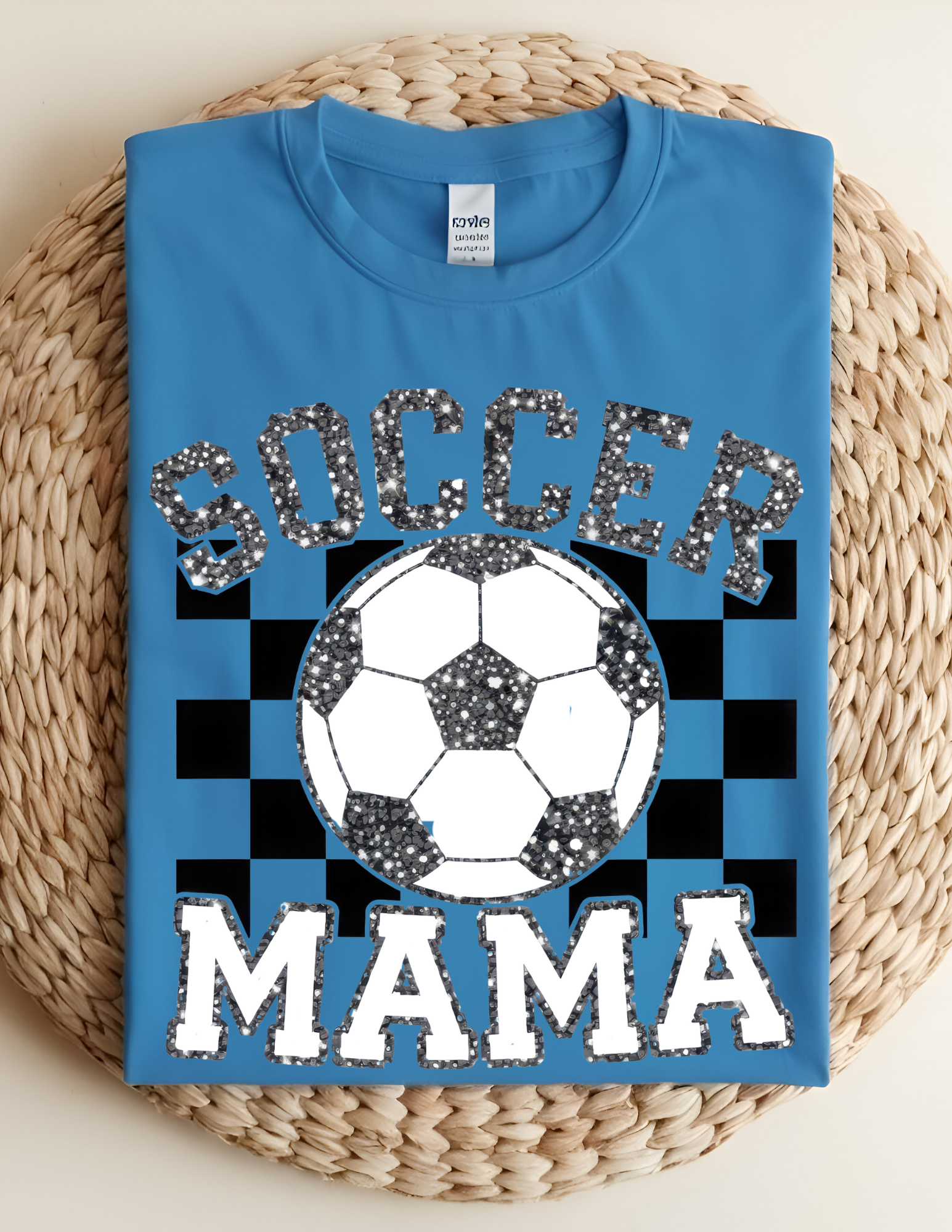 Soccer Mama Glitter Checkered Tee