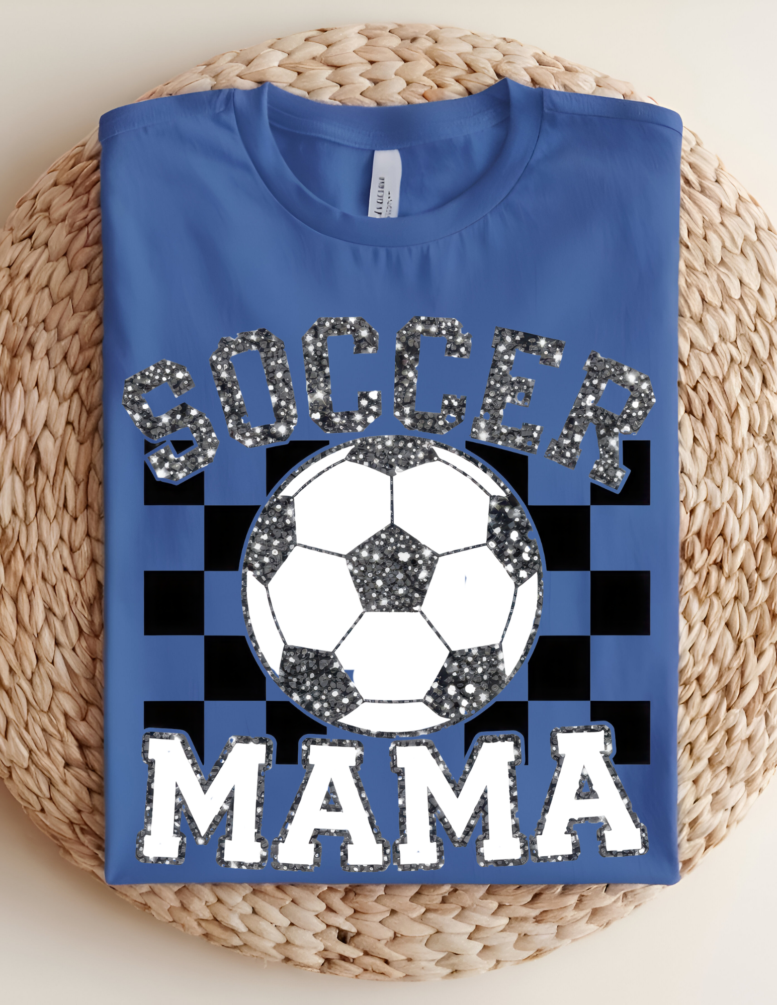 Soccer Mama Glitter Checkered Tee