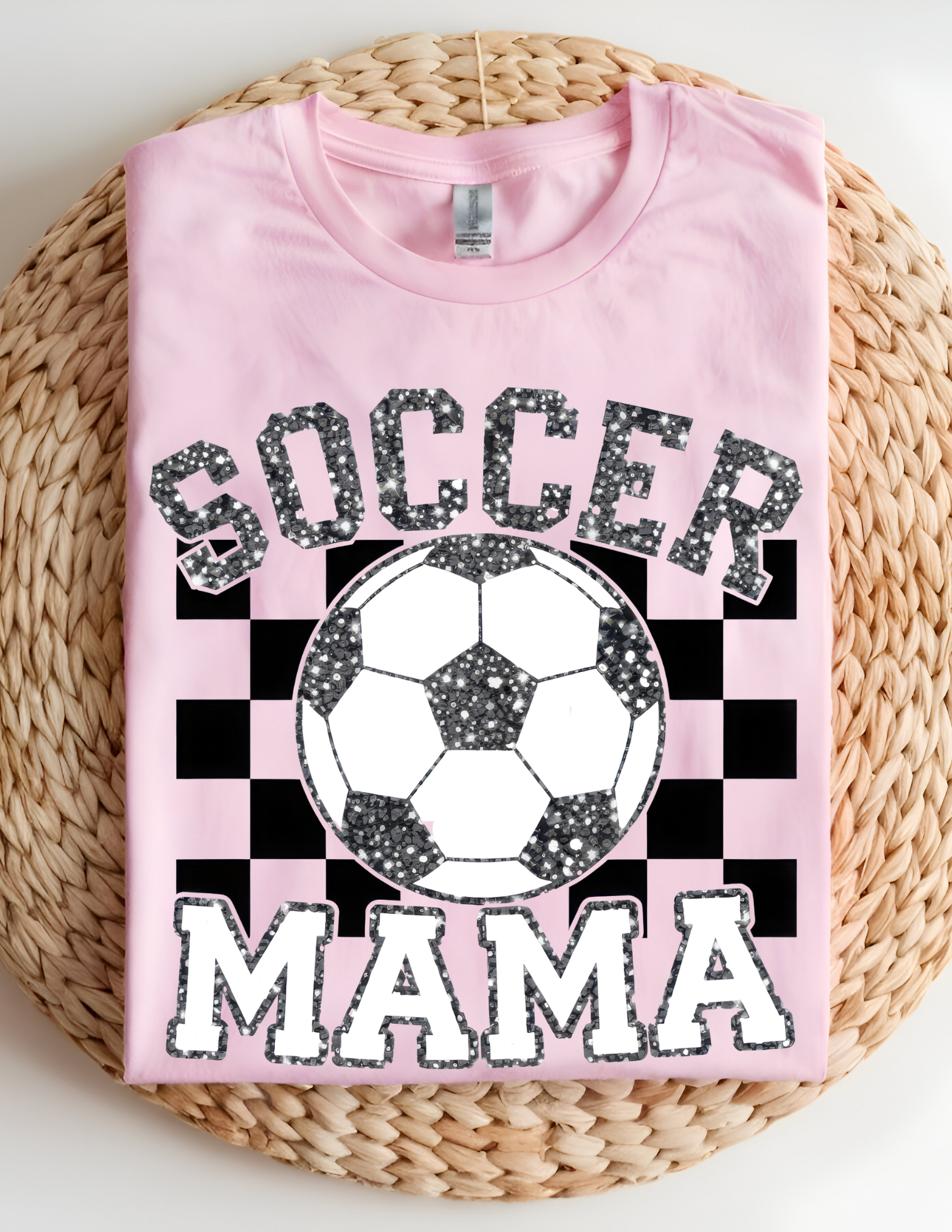 Soccer Mama Glitter Checkered Tee