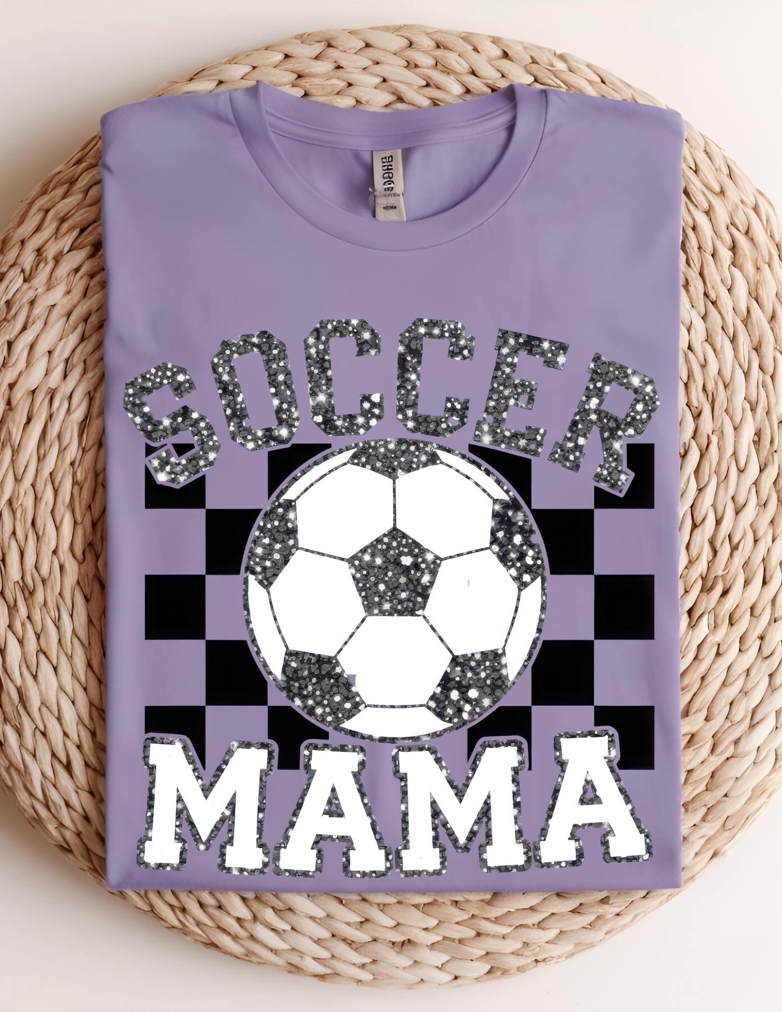 Soccer Mama Glitter Checkered Tee