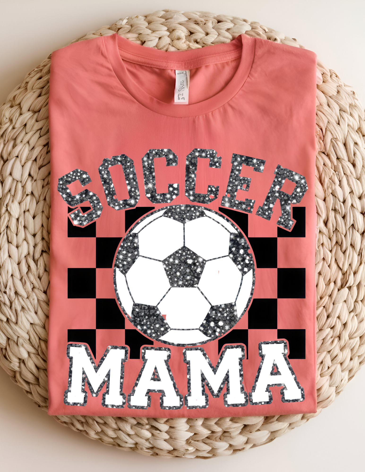 Soccer Mama Glitter Checkered Tee