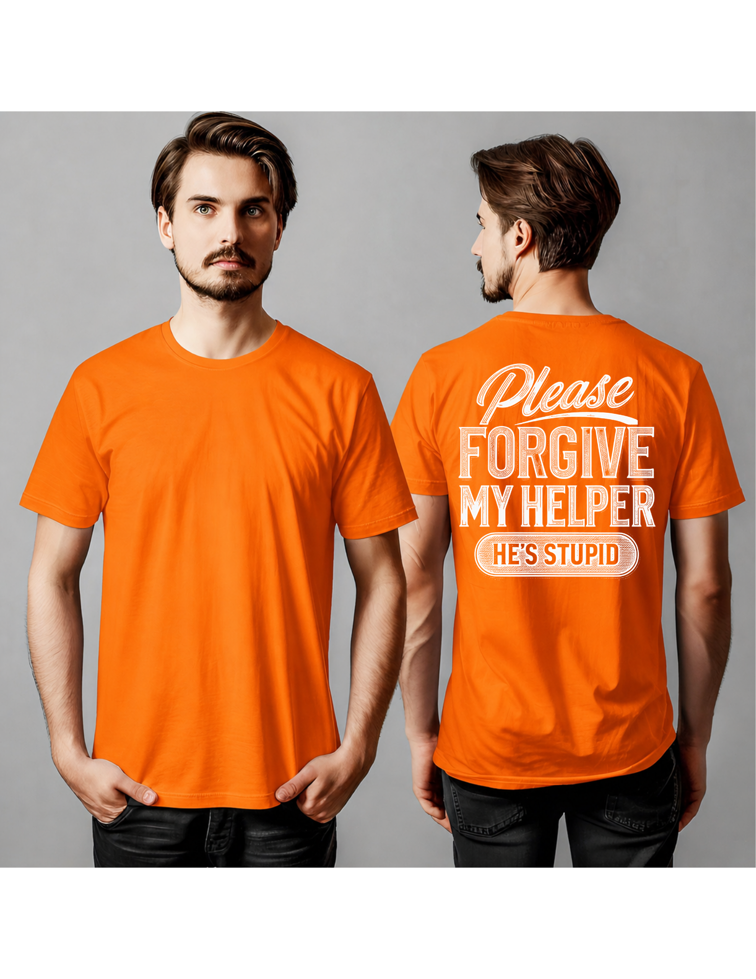 Please Forgive My Helper Funny Back Print Tee