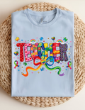 Autism Teacher Rainbow Support Graphic Tee